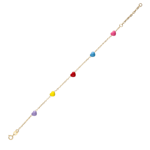 Bracciale Oro 18 kt Bimba cuori smaltati