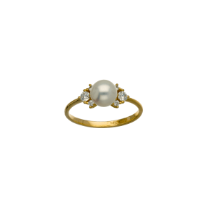 Anello Oro 18 kt Donna giallo Perla e zirconi