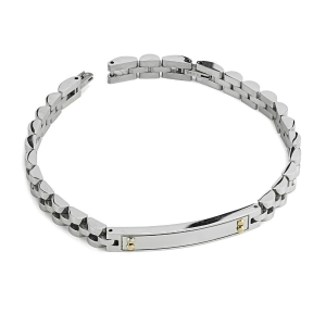 Bracciale Boccadamo Bracciale uomo con placca centrale e dettagli placcati oro