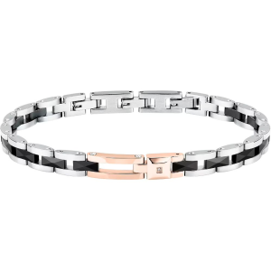 Bracciale Sector Ceramic nero acciaio e rose' gold con diamanti