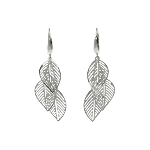 Orecchini Oro 18 kt Pendenti a foglie con monachella