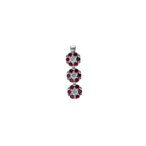 Ciondolo Oro 18 kt con pietre fucsia e bianche
