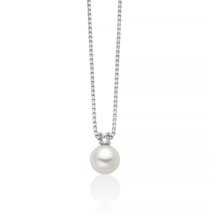 Collana Miluna Eva con perla Oriente e topazio bianco