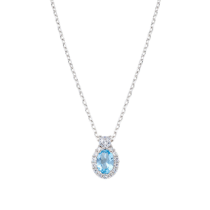 Collana Amen Madame in Argento con Zirconi Acquamarina