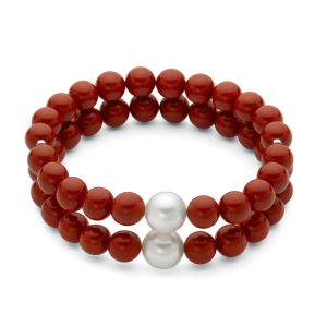 Bracciale Miluna Terra e Mare Pasta di Corallo Rosso e Perla
