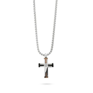 Collana Boccadamo crocifisso Acciaio con zircone