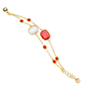 Bracciale Sovrani acciaio e bronzo Cristal Magique occhio di gatto Fucsia e Madr