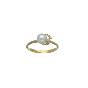 Anello Oro 18 kt Donna Perla e Zirconi bianchi