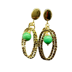 Orecchini Muse in acciaio dorato e pietre Giada Verde acqua