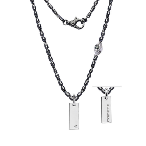 Collana Comete Croce in acciaio lucido e Diamanti