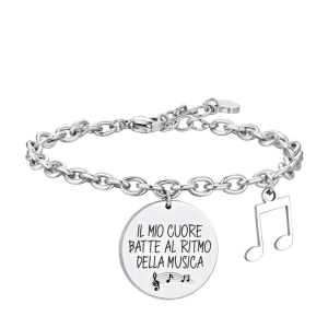 Bracciale Luca Barra Frase "Il mio cuore batte al ritmo di musica"