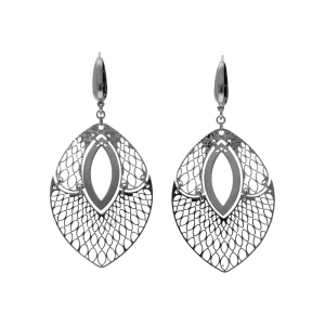 Orecchini Oro 18 kt Pendenti a foglie bianchi